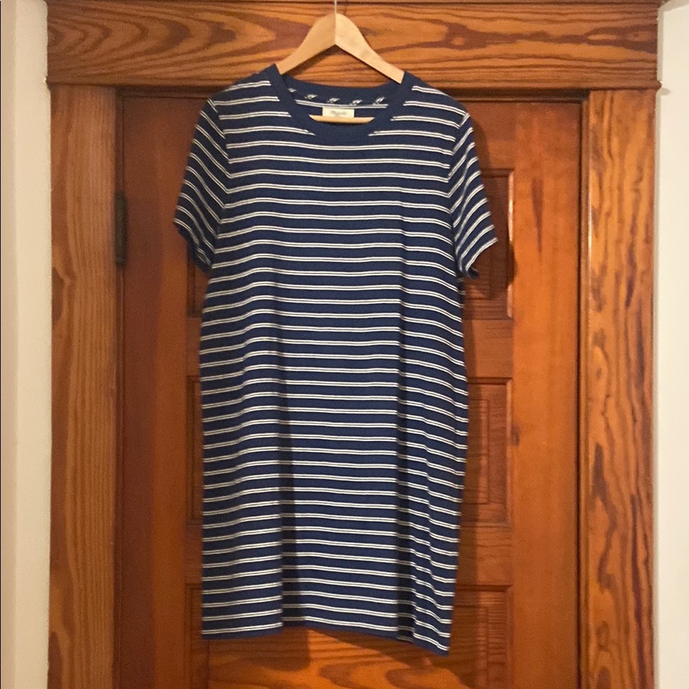 Madewell Navy and White Striped Dress